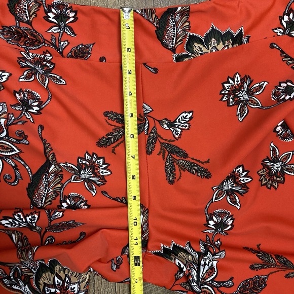 Jude Connally Floral Orange Red Wide Leg Ankle Bohemian Pants Elastic Waist sz M - Picture 6 of 9